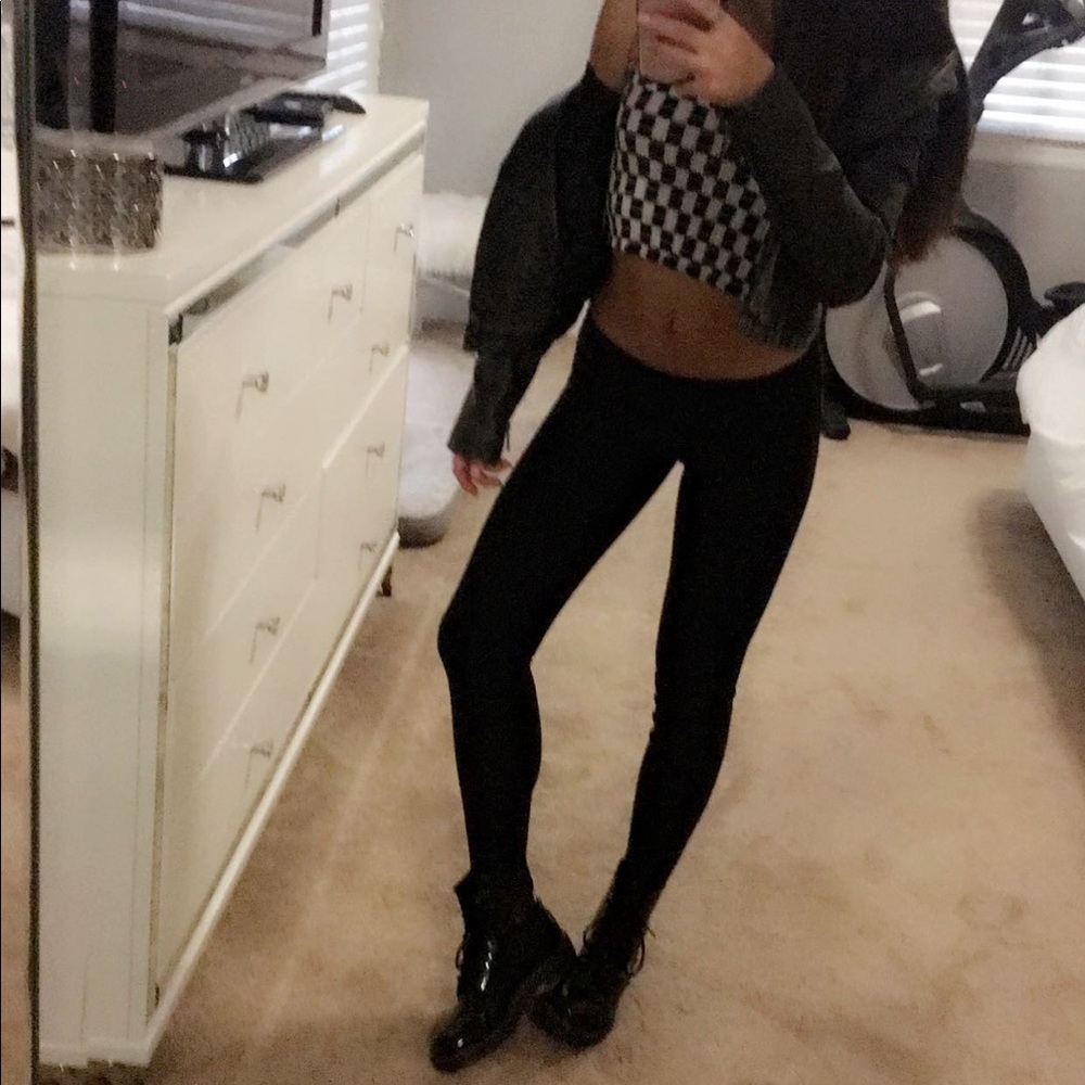 Black Velour Fitted Tractr Pants